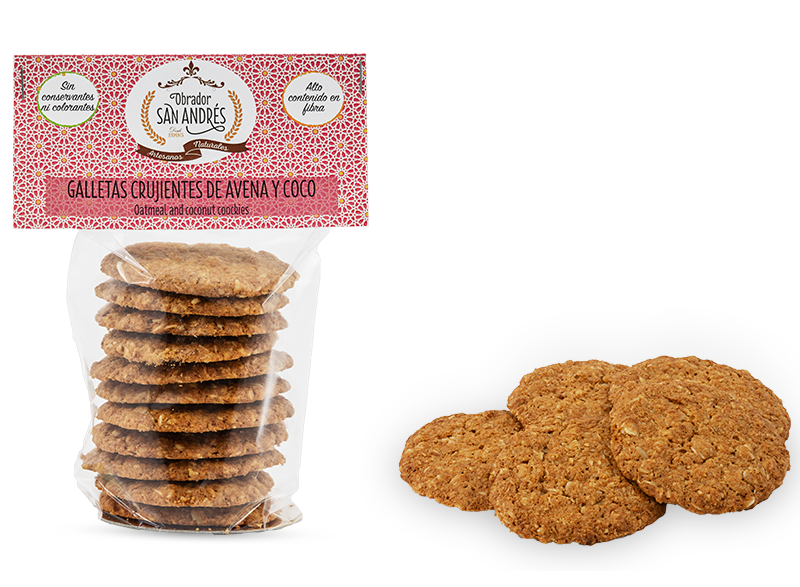 Galletas crujientes de avena y coco