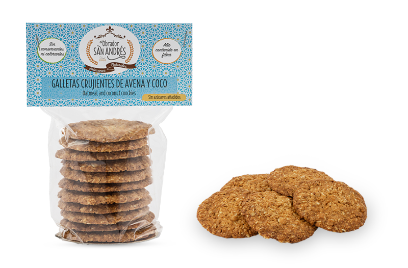 Galletas crujientes de avena y coco sin azúcares añadidos