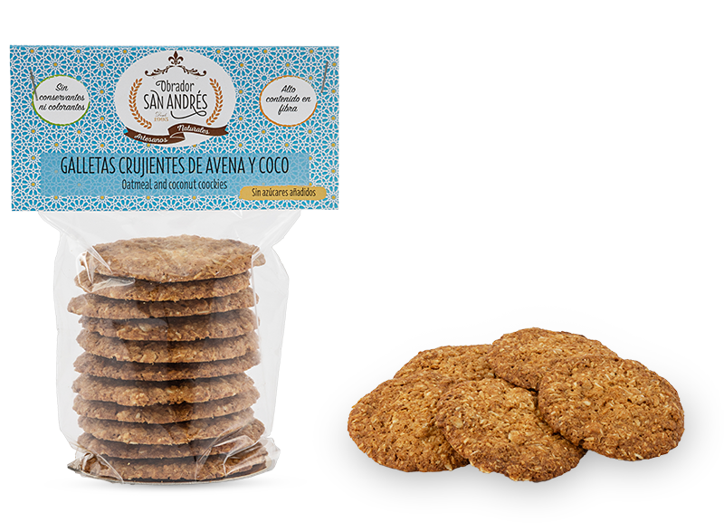 Galletas crujientes de avena y coco sin azúcares añadidos
